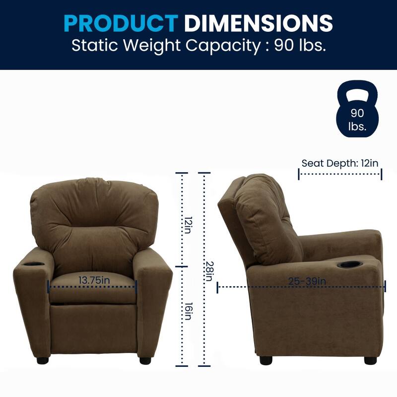 Contemporary Kids Recliner with Cup Holder