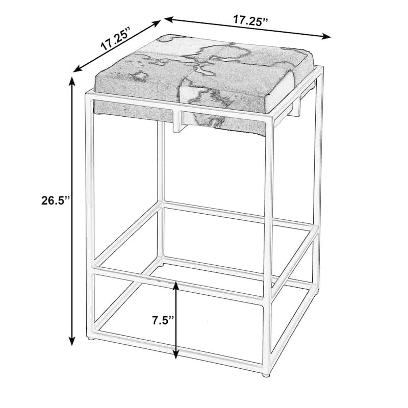 Stinson 26.5 in. Seat Height Hair on Hide Leather and Iron Counter Stool with Footrest