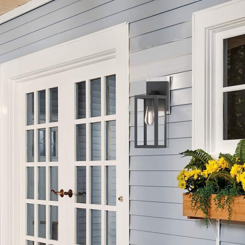 1-Light 13'' H Matte Black Outdoor Wall Lantern Sconce