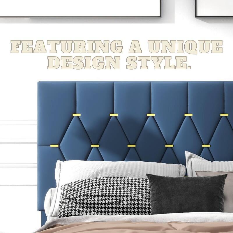 Queen Size Trundle Bed Upholstered Platform Bed Frame with Pull-Out Twin Trundle and Two Storage Drawers, No Box Spring Needed