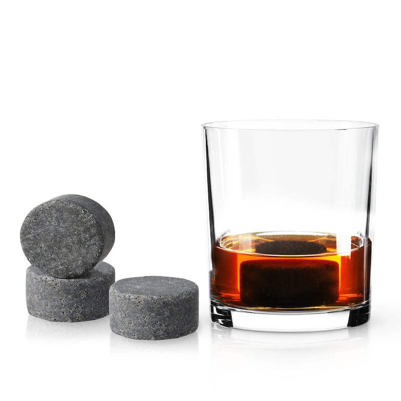 True Glacier Rocks, Black Granite Drink Chillers, Set of 6 Ice Cocktail Rocks, Bar Accessories