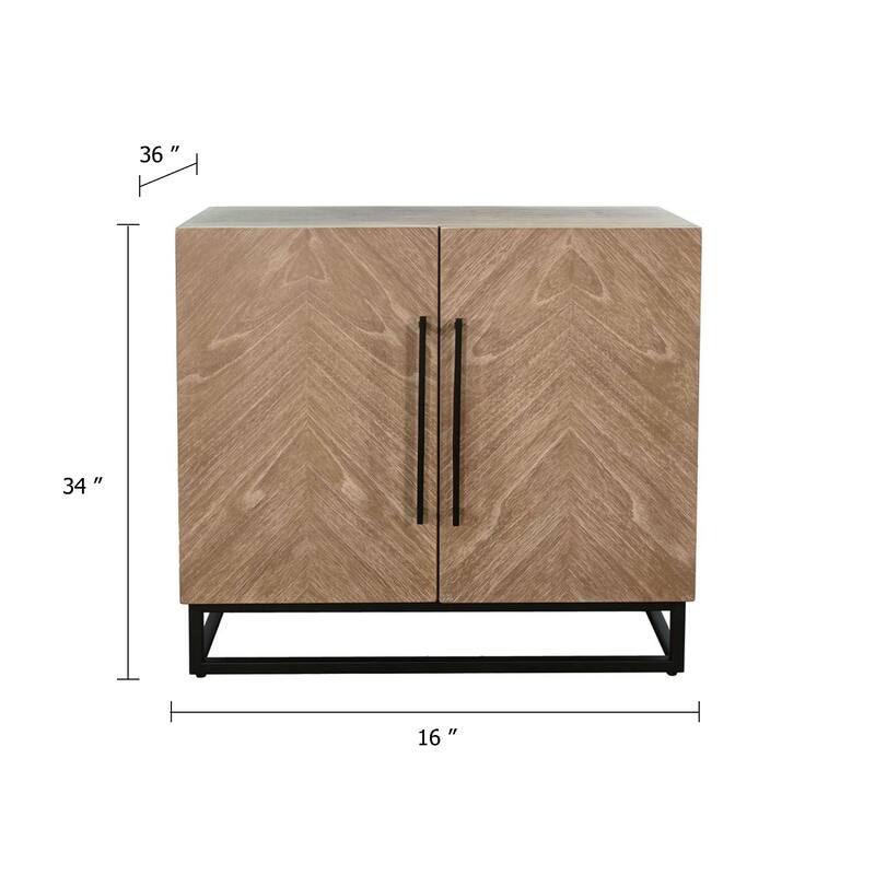 Dimy Accent Cabinet, 36 Inch, 2 Doors w Adjustable Shelves, Brown Solid Wood