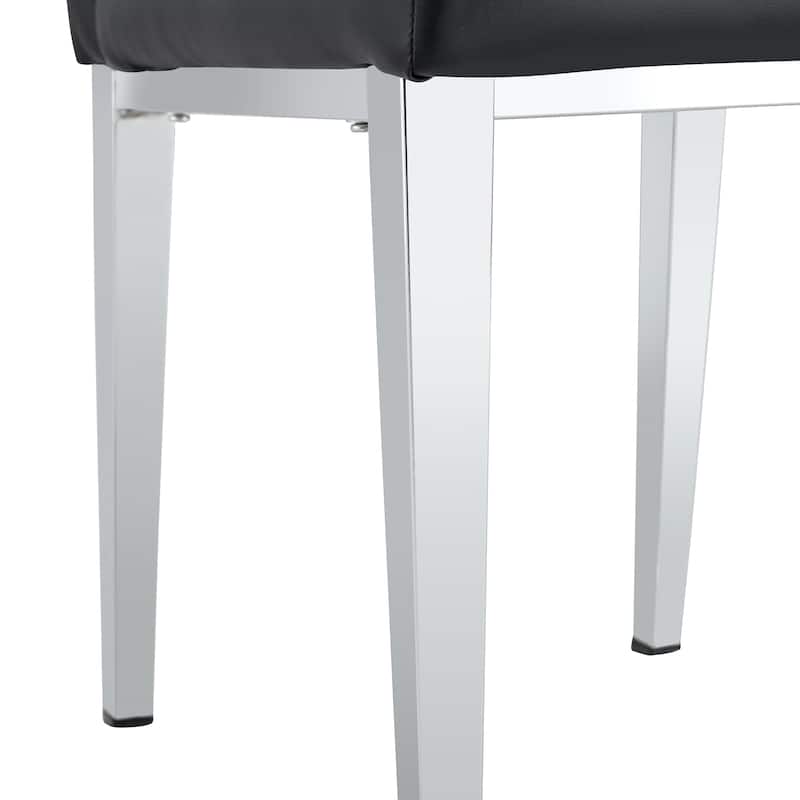 Roomfitters Black/Gray Armless Dining Chairs with Grid Buckle Back Design, Elegant Vintage Look Set of 4 for Dining Room,