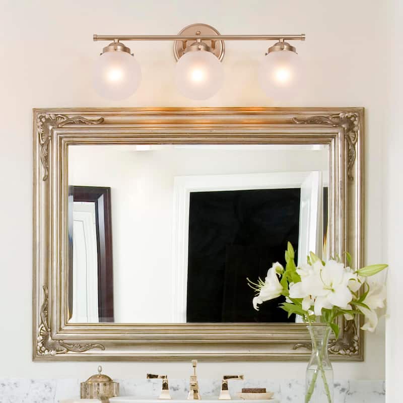 Bela Modern Gold 3-Light Bathroom Vanity Light Frosted Glass Wall Sconces - L20"x W 6.5"x H 8"