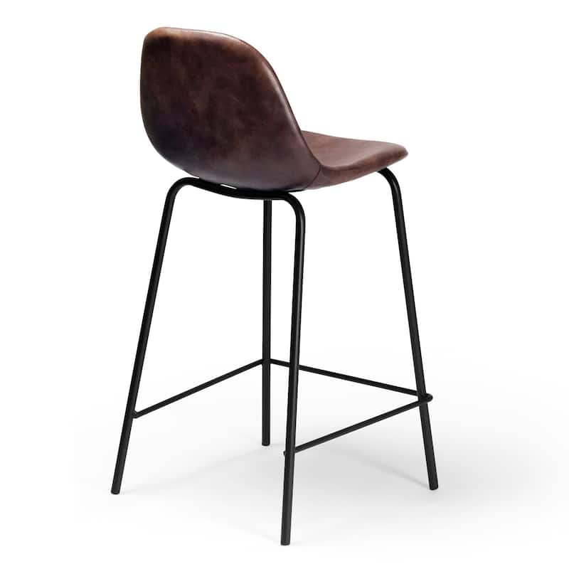 Maxine Vegan Leather Counter Height Stools Black Legs (Set of 2)