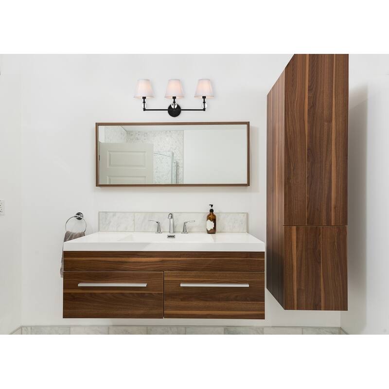 Bella 3 Light Bath Sconce with White Fabric Shade