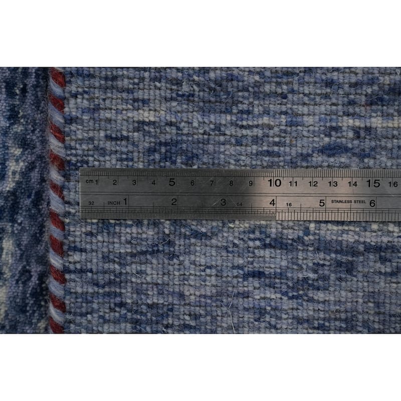 Hand Knotted Oriental 100% Wool Carpet Tribal Animal Pictorial Navy Blue & Blues Gabbeh Area Rug - 9' 9'' X 9' 10''