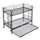preview thumbnail 14 of 12, Black Twin over Twin Metal Bunk Bed with Trundle and Fence