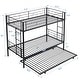 preview thumbnail 14 of 12, Black Twin over Twin Size Metal Bunk Bed with Trundle
