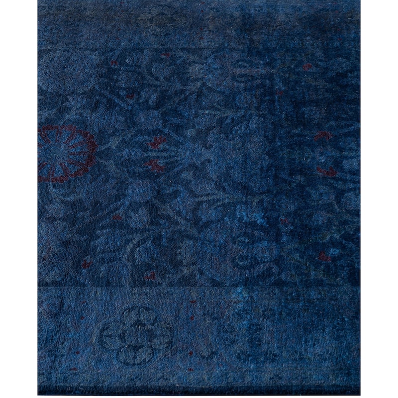 Overdyed One-of-a-Kind Hand-Knotted Runner Rug - Navy - 2' 6" x 12' 3"