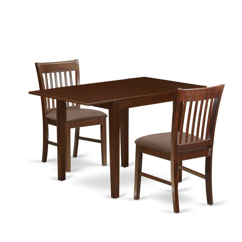 HomeStock 3-Pc Mahogany Finish Solid Wood Top Dining Table Set