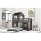 preview thumbnail 11 of 10, Wooden Twin Over Full Bunk Bed Loft Bed With Playhouse,Ladder and Guardrails