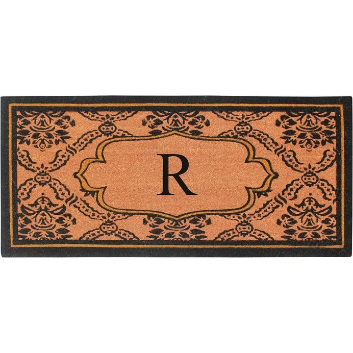 A1HC Uriel Treated Coir Monogrammed Entry Double Door Mat 30"x 60" - R