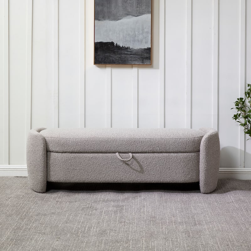 SAFAVIEH Couture Theonia Storage Bench (Fully Assembled) - 60Wx21Dx19H - Light Brown