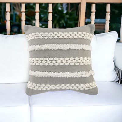 HomeRoots 20" Gray and White Geometric Indoor Outdoor With Texture - 20