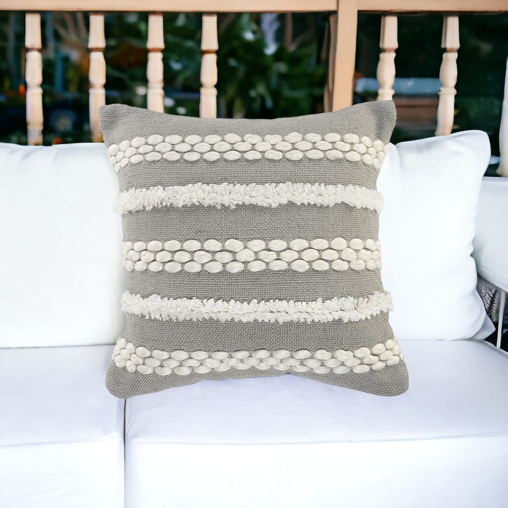 HomeRoots 20" Gray and White Geometric Indoor Outdoor With Texture - 20