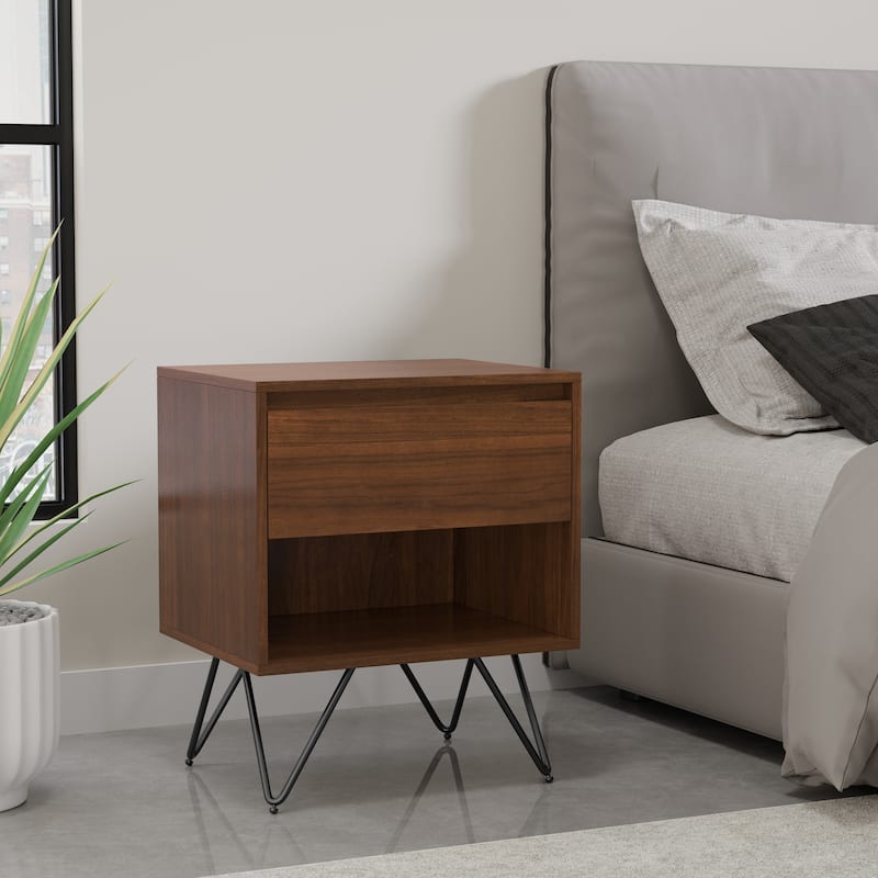 WYNDENHALL Moreno SOLID WOOD 20 inch Wide Modern Nightstand - Walnut