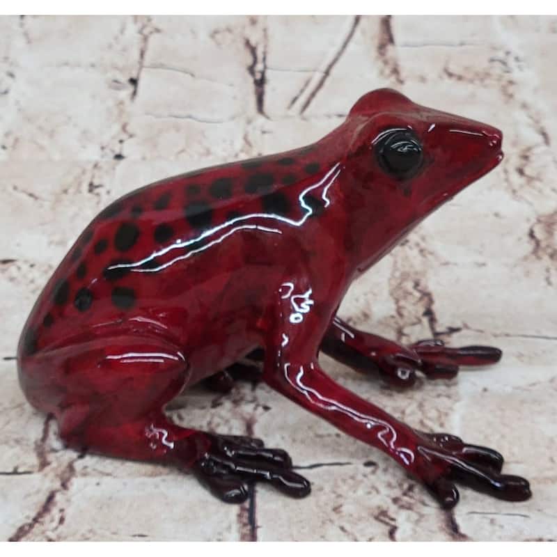 Red Black Poison Dart Tree Frog Bronze Sculpture Figurine Signed Numbered Collectible