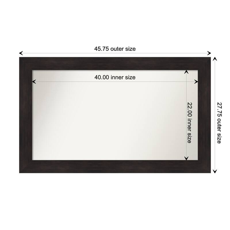 Furniture Espresso Framed Non-Beveled Custom Wall Mirror, Bathroom Vanity Mirror - Outer Size: 45.75 x 27.75