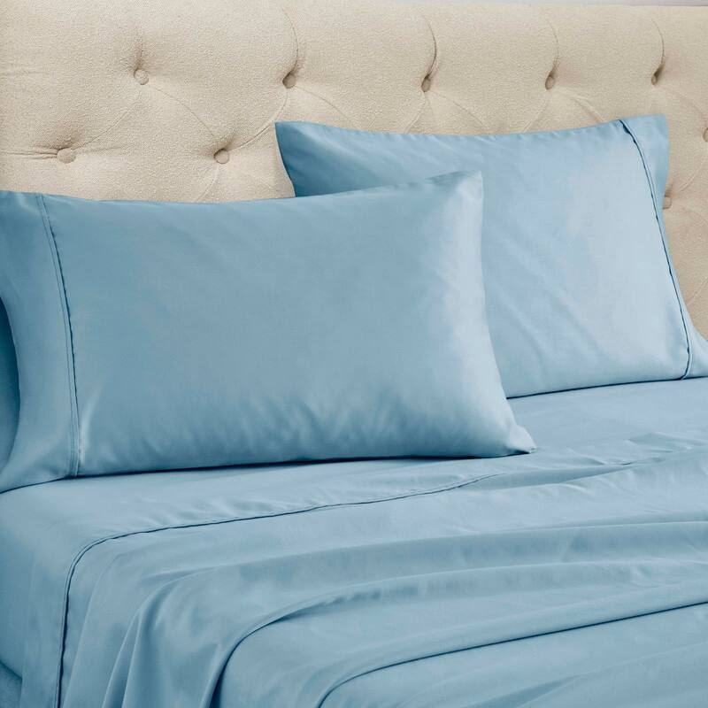 Superior Cotton Blend Solid 1500 Thread Count Deep Pocket Bed Sheet Set - Blue - 4PC Set - Twin XL