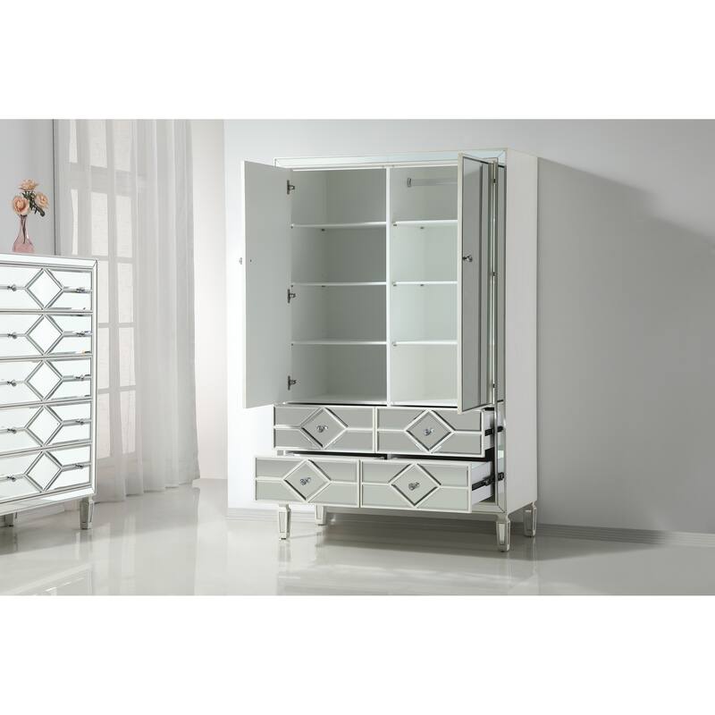 Mirrored Armoire with Drawers