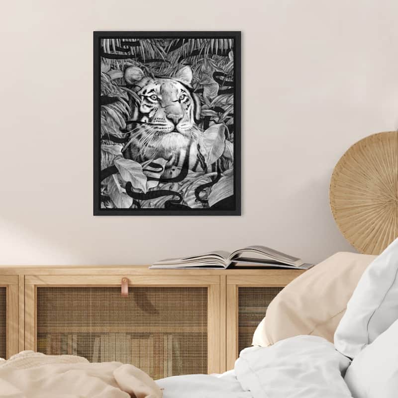 God Is a Weaver Original Tiger by Ec Mazur Framed Canvas Wall Art
