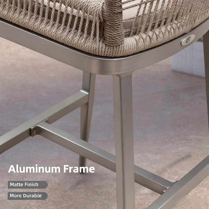 PURPLE LEAF Modern Counter Bar Stools Set of 4 Rattan Chairs with Back and Cushion Kitchen Barstools