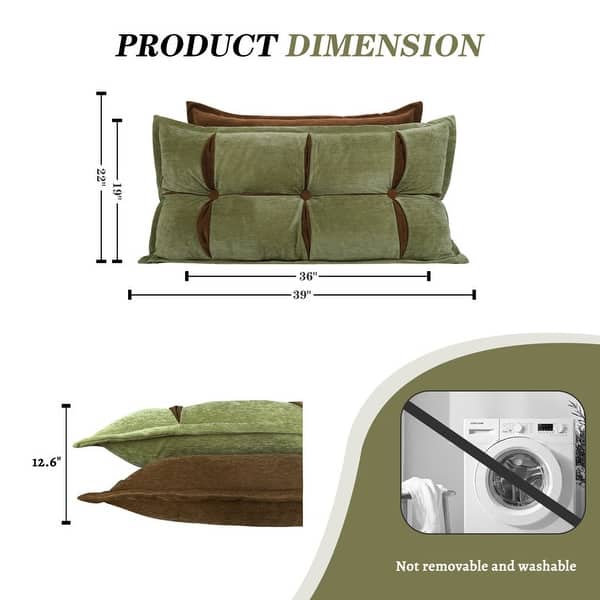 dimension image slide 2 of 5, Double Layer Headboard Reading Pillow, Versatile Bed Backrest Pillow.