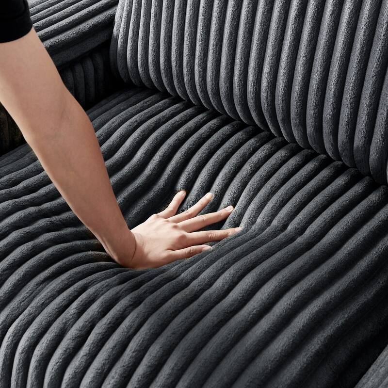 71" Sofa Plush Corduroy Square Storage Armrest USB port