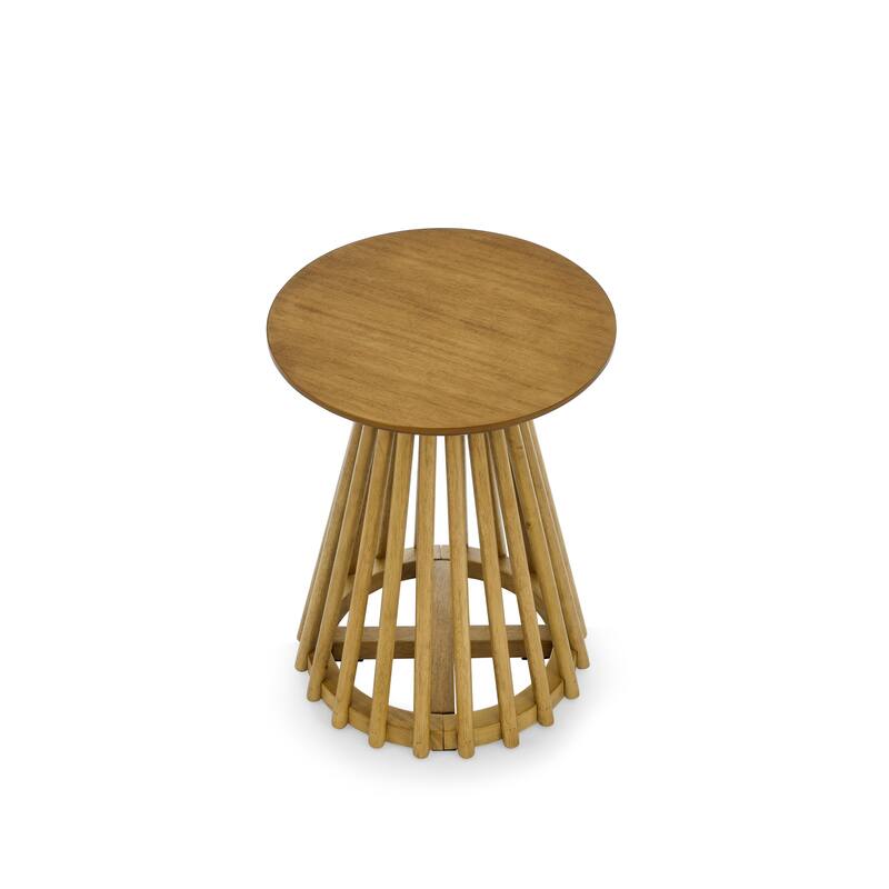 15.75 in. Round Wood Coffee Table, Simple End Table, Solid Wood Side Table for Living Room