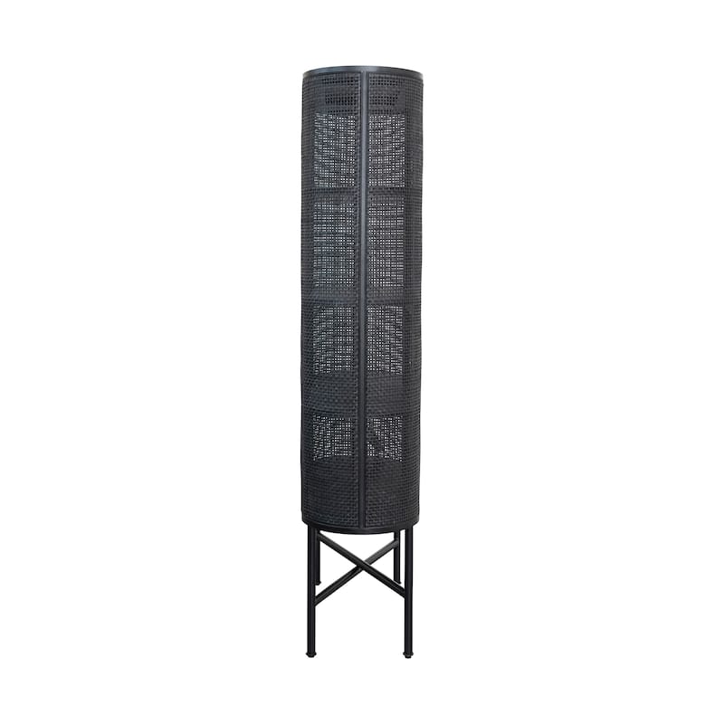 Wood and Woven Cane Cabinet with 3 Shelves - 35.4"L x 13.8"W x 66.9"H