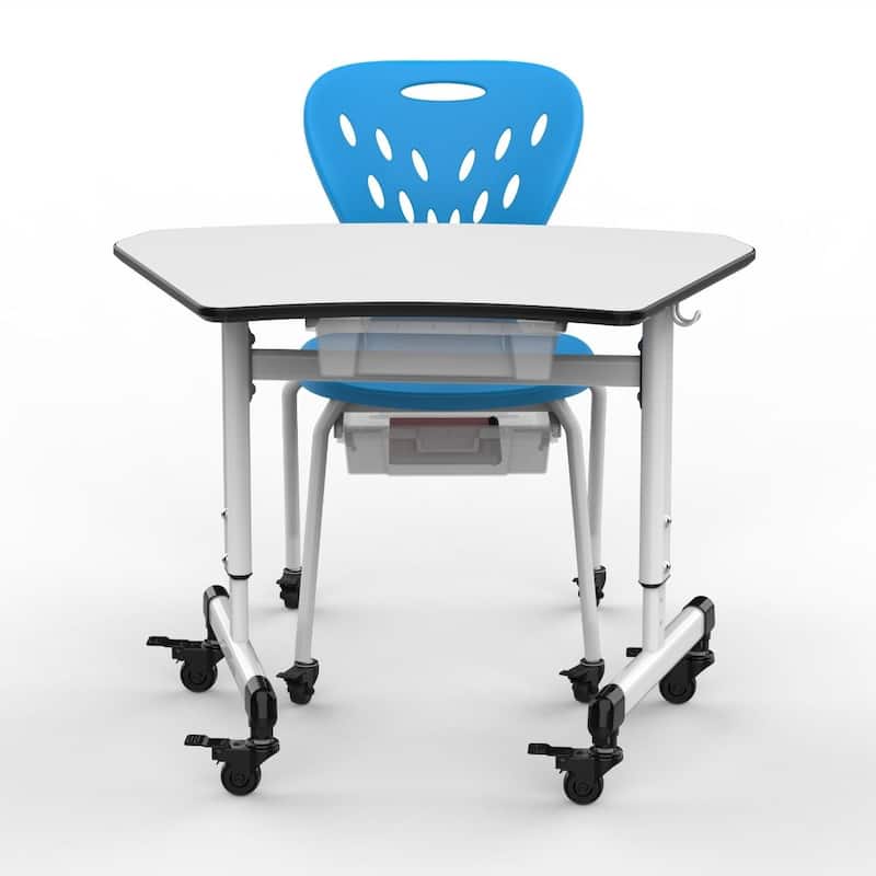 Luxor Height-Adjustable Trapezoid Student Desk with Drawer