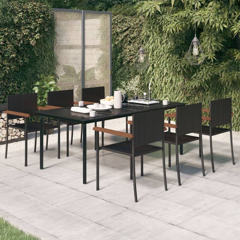 vidaXL Patio Dining Set Outdoor Dining Set Garden Table and Chair Set Black