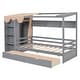 preview thumbnail 10 of 18, Gray Twin Size Solid Wood House Bed with Two Drawers and Wardrobe for Kids