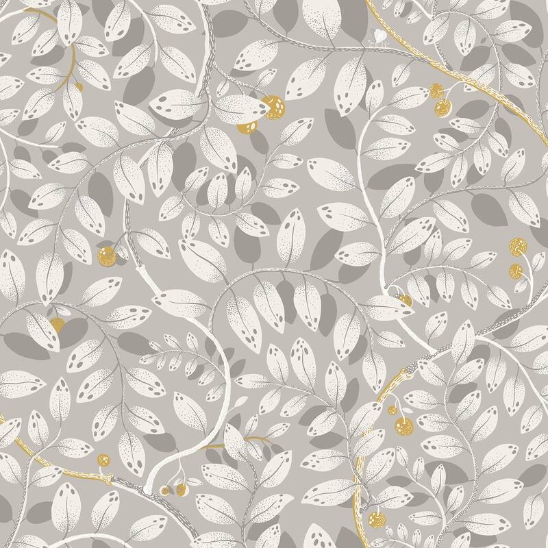 A-Street Prints Kirke Grey Leafy Vines Wallpaper