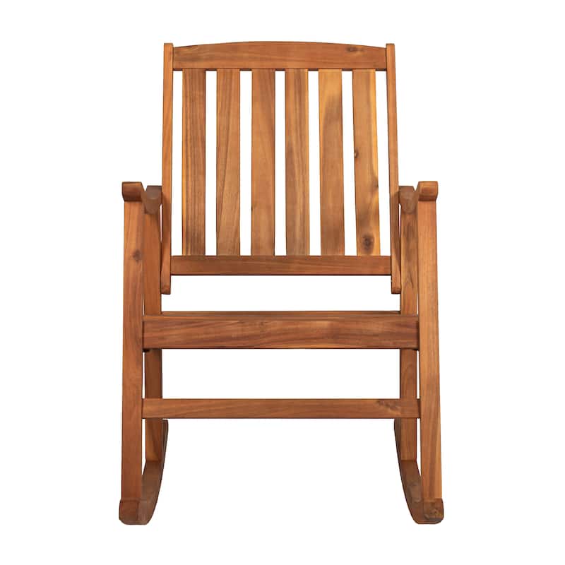 Perry Classic Slat-Back 300-Lbs Support Acacia Wood Patio Outdoor Rocking Chair, by JONATHAN Y - 22.4"
