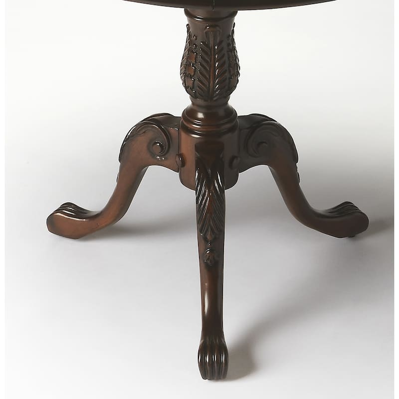 Butler Traditional Round Wooden Pedestal Table in Plantation Cherry Finish - Dark Brown
