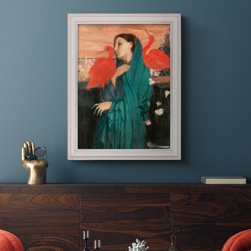 Young Woman with Ibis Premium Framed Canvas- Ready to Hang