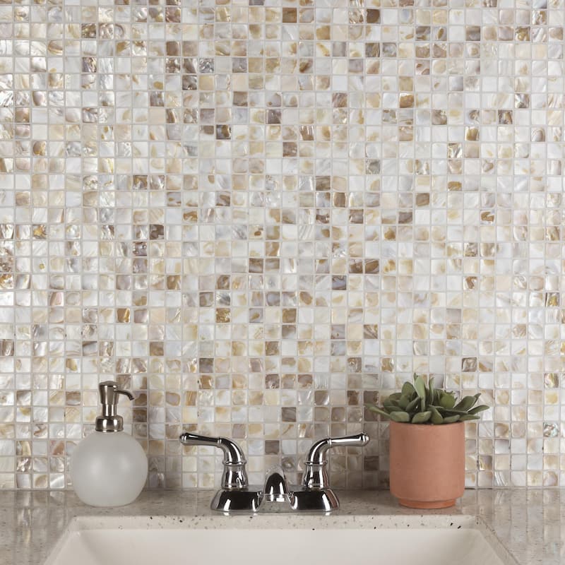 Merola Tile Conchella Square Natural 12" x 12" Natural Shell Wall Tile