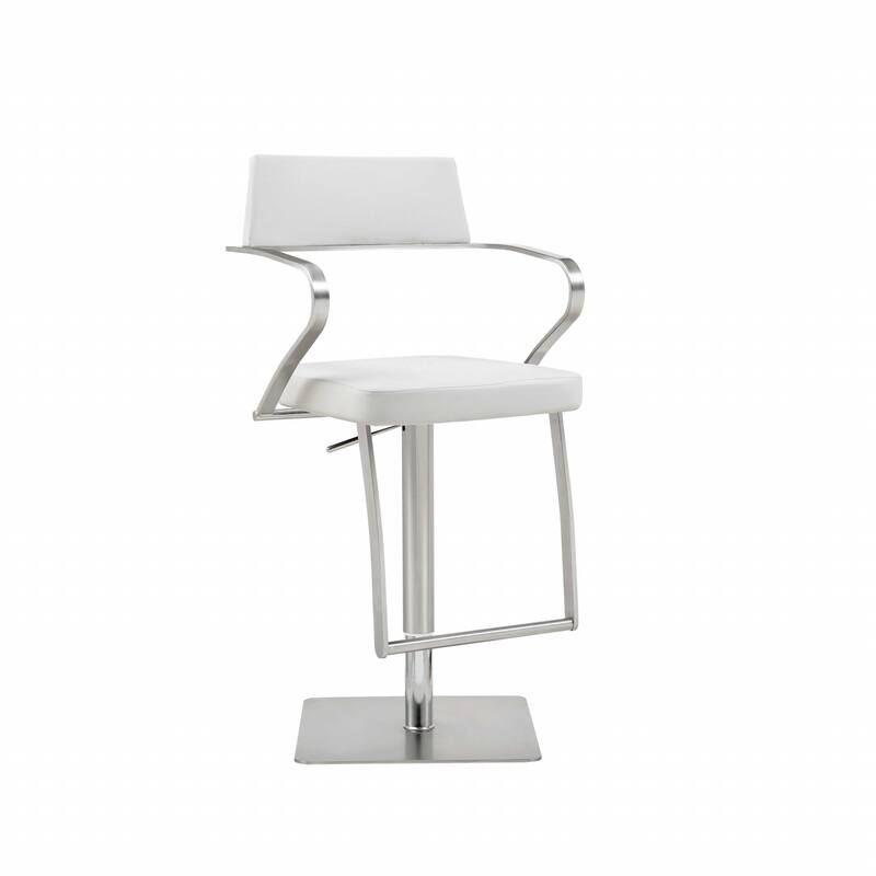 HomeRoots 36" White And Silver Stainless Steel Chair With Footrest - 21