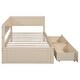 preview thumbnail 14 of 28, Twin Size Daybed with 2-Storage Drawers and Guardrail, Solid Pine Frame, No Box Spring Required, Beige Vintage Style for Bedroom