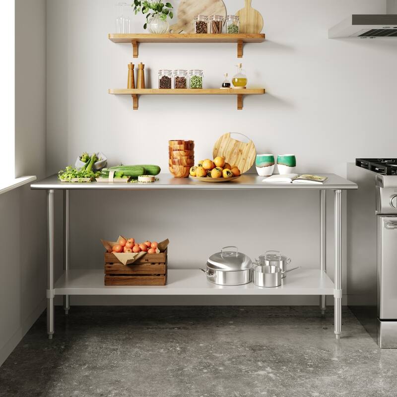 Stainless Steel 18 Gauge Work Table with Undershelf