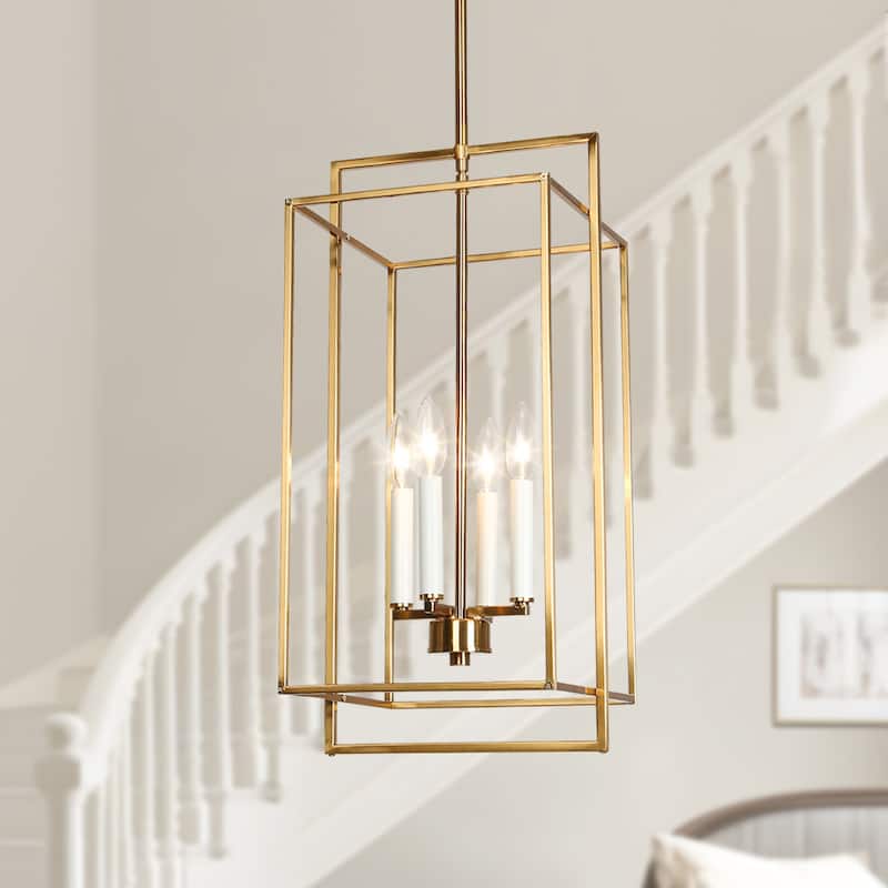 Dilley Modern Gold 4-Light Lantern Chandelier Island Pendant Lights for Kitchen Island