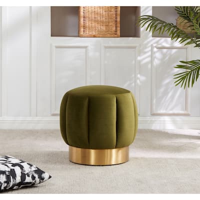 SAFAVIEH Couture Maxine Channel Tufted Ottoman - 18.9" W x 18.9" L x 18.5" H