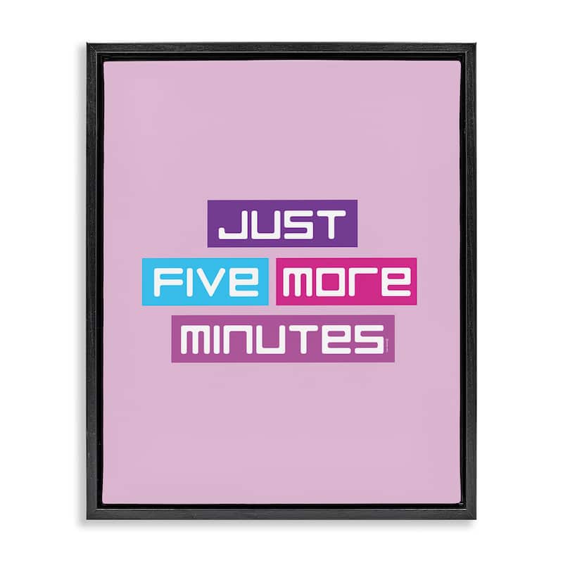 Stupell Just Five Minutes Gamer Framed Floater Canvas Wall Art Design By Yass Naffas Designs - 17 x 21 - Black