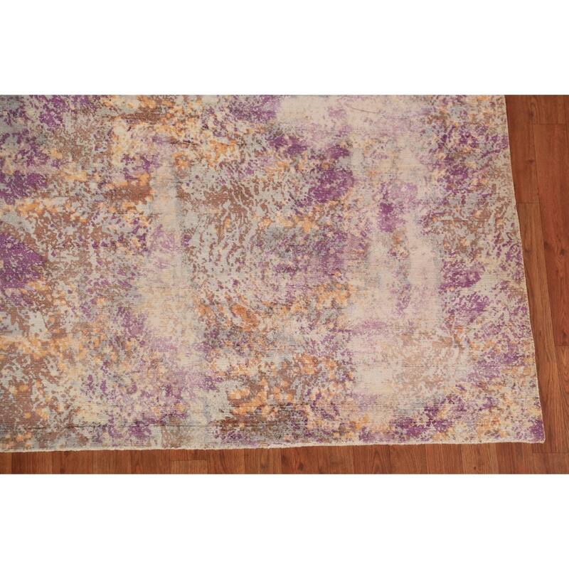 Modern Abstract Indian Area Rug Handmade Multi-Color Wool Carpet - 8'11"x 11'9"