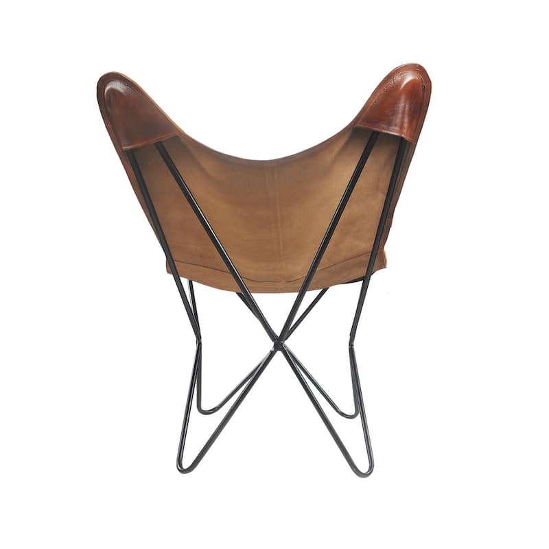 Sevita Brown Leather Butterfly Chair - 37" L x 27" W x 16" D