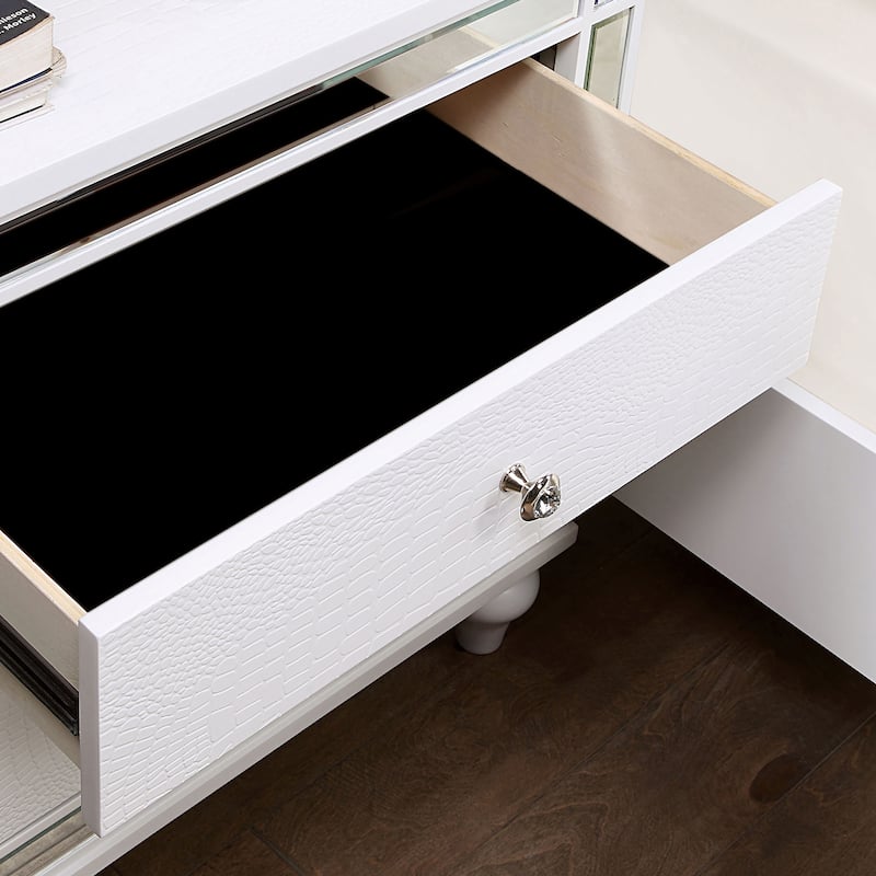 Derc Glam Solid Wood 3-Drawer Nightstand by Furniture of America