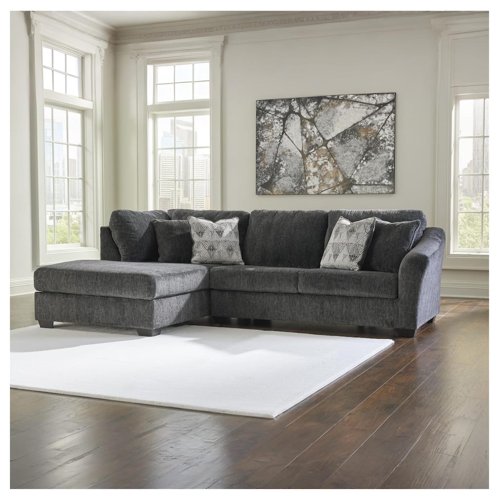 Signature Design by Ashley Biddeford Gray 2-Piece Sectional with Chaise - 120"W x 75"D x 40"H