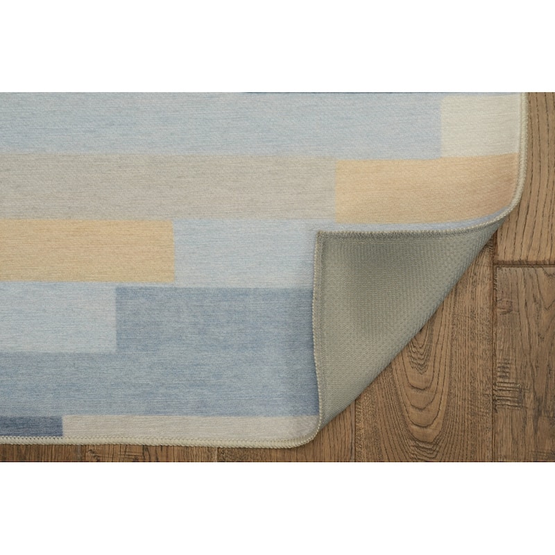Indoor/Outdoor Water Resistant Pompano Blue & Ivory Washable Area Rug Washable Area Rug - 2' x 3'